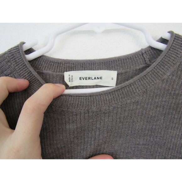 Everlane Small Wool The Sweater Tee in Ultrasoft Merino Heathered Cocoa Gray - Picture 2 of 6